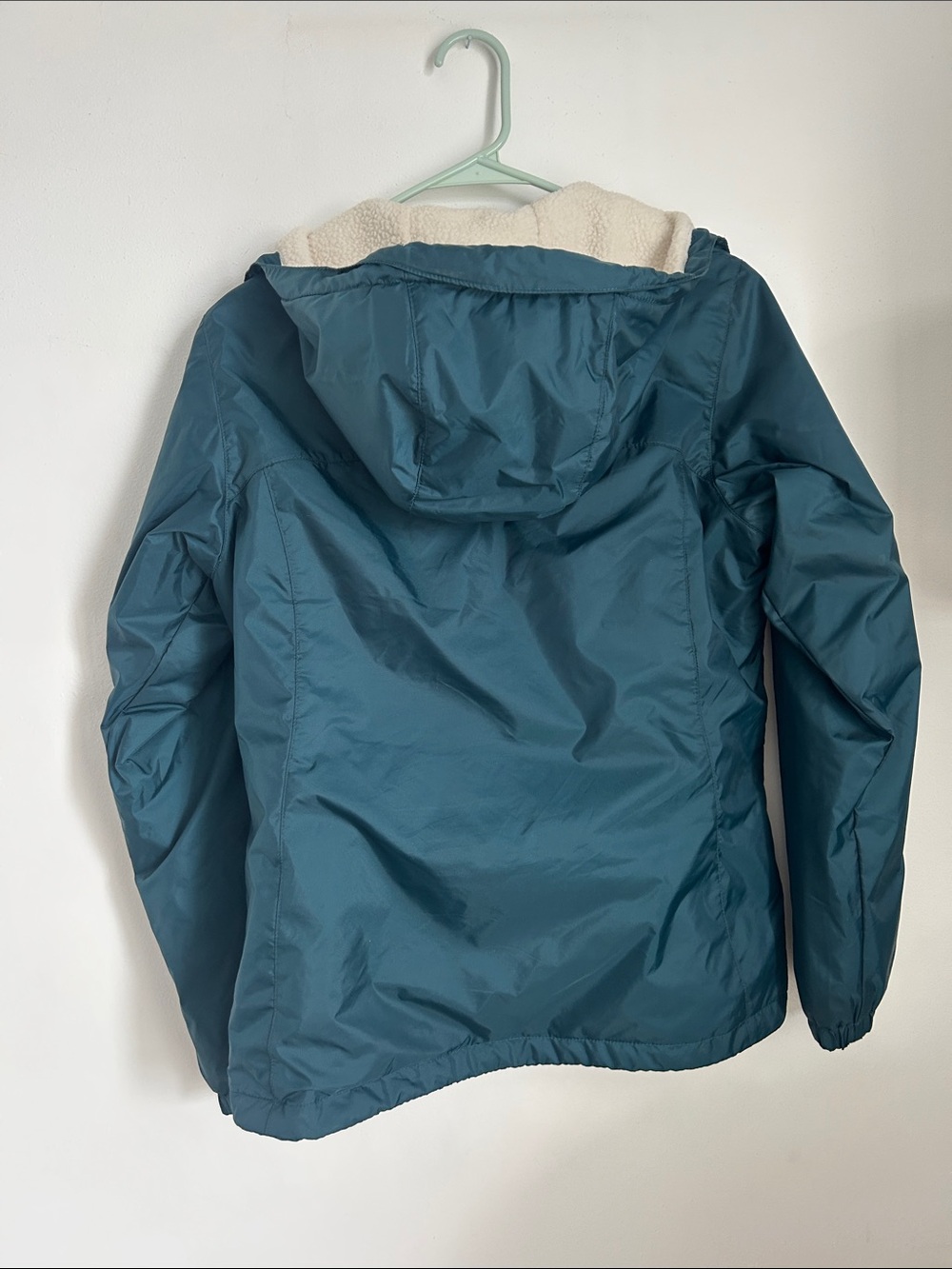 Columbia Teal Hooded Raincoat with Cream Fleece Lining - Picture 3 of 3